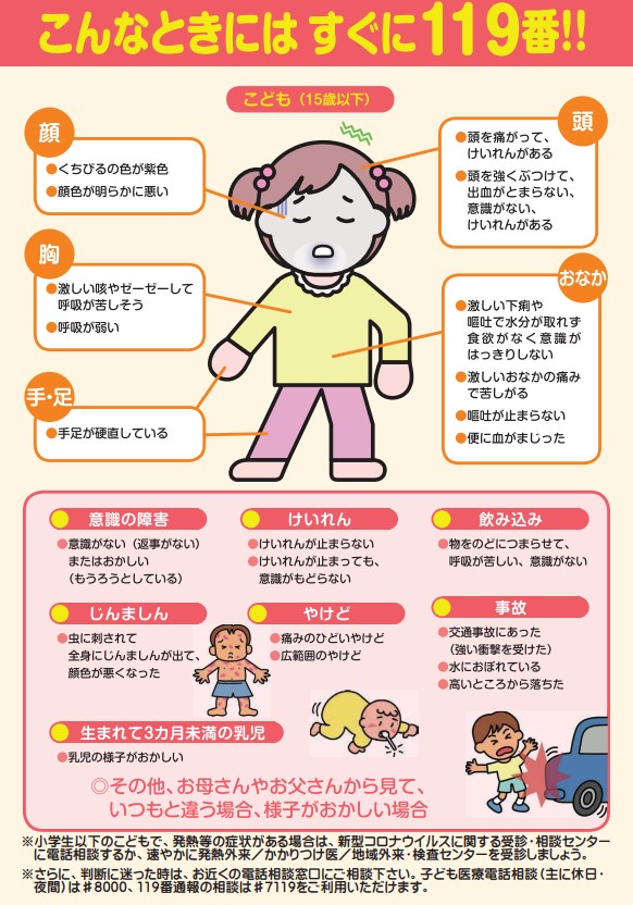 救急車を呼ぶ必要がある症状